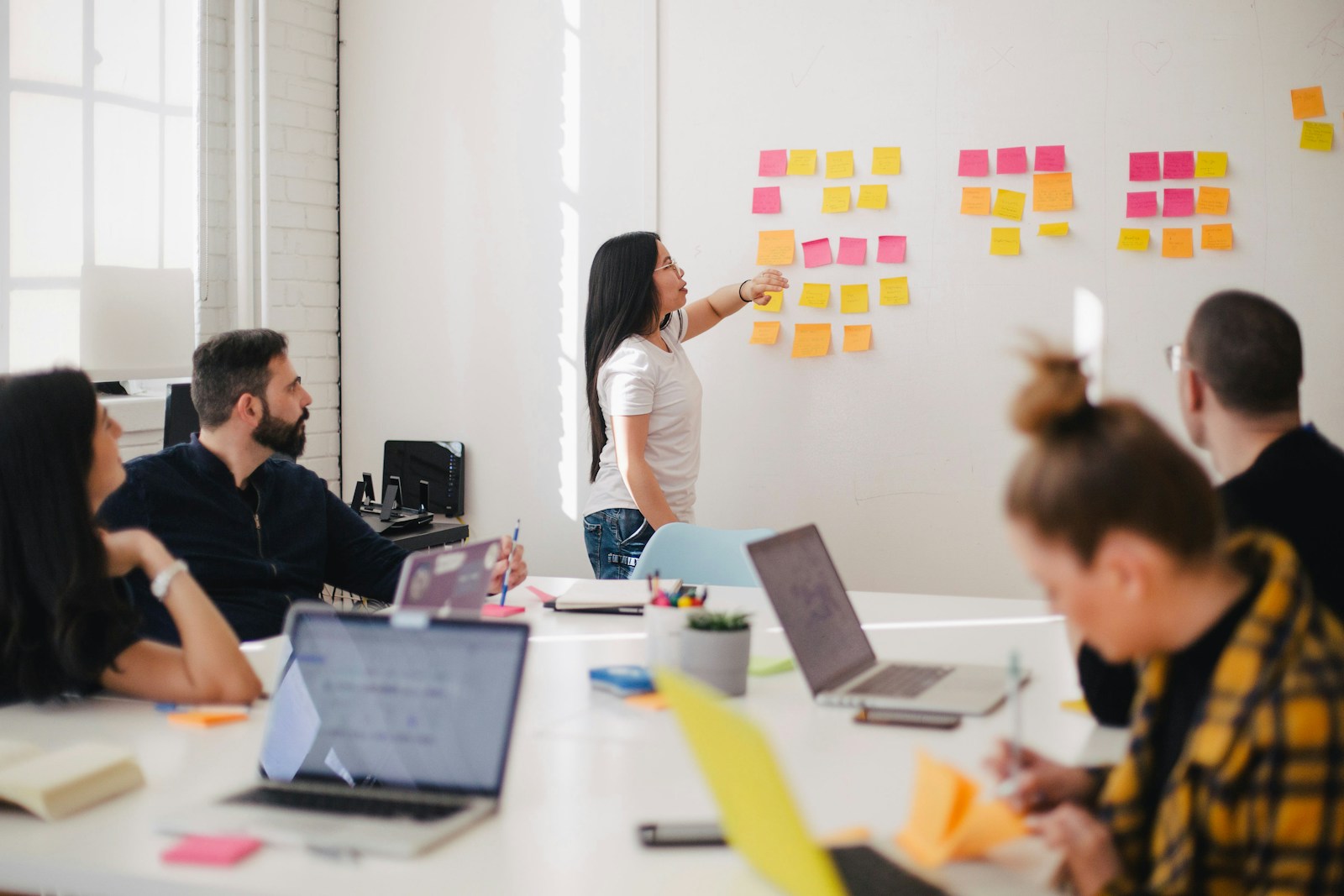 Team mapping a system on a whiteboard